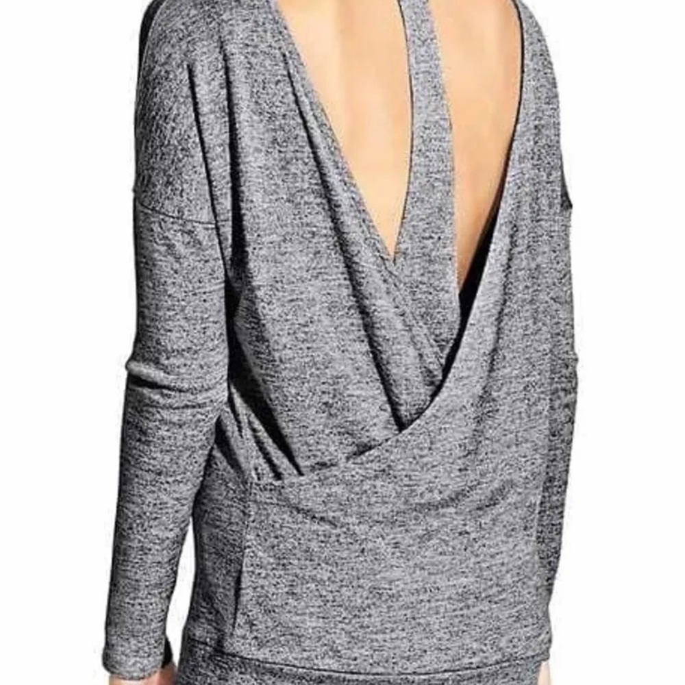 Athleta Pose Layered Top, Dark Marl Grey Size Small #348832